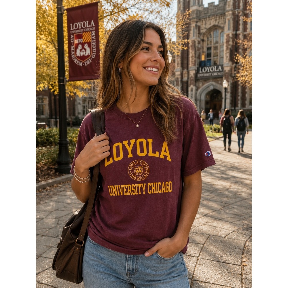 Champion Loyola University Chicago T-Shirt Maroon Small Short Sleeve Ramblers